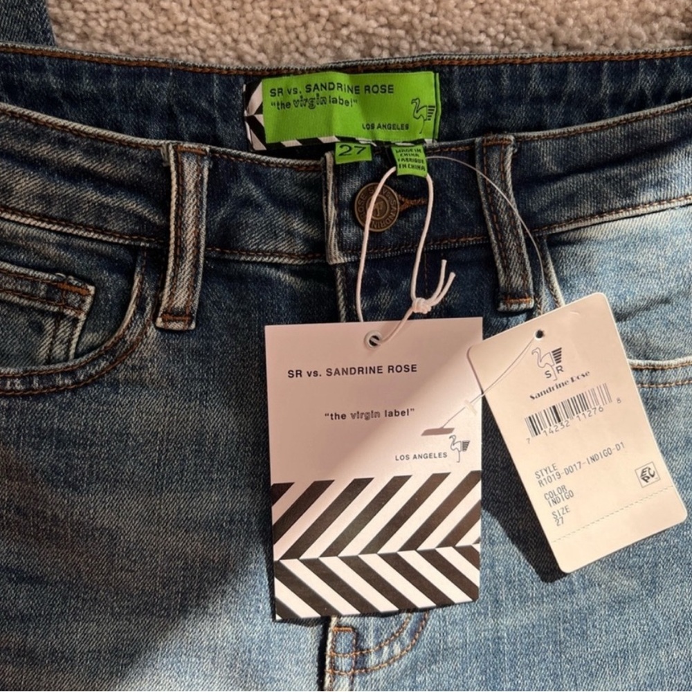 FREE PEOPLE X SANDRINE ROSE - Women's Distressed Skinny Jean Indigo - Size 27 - Picture 4 of 8